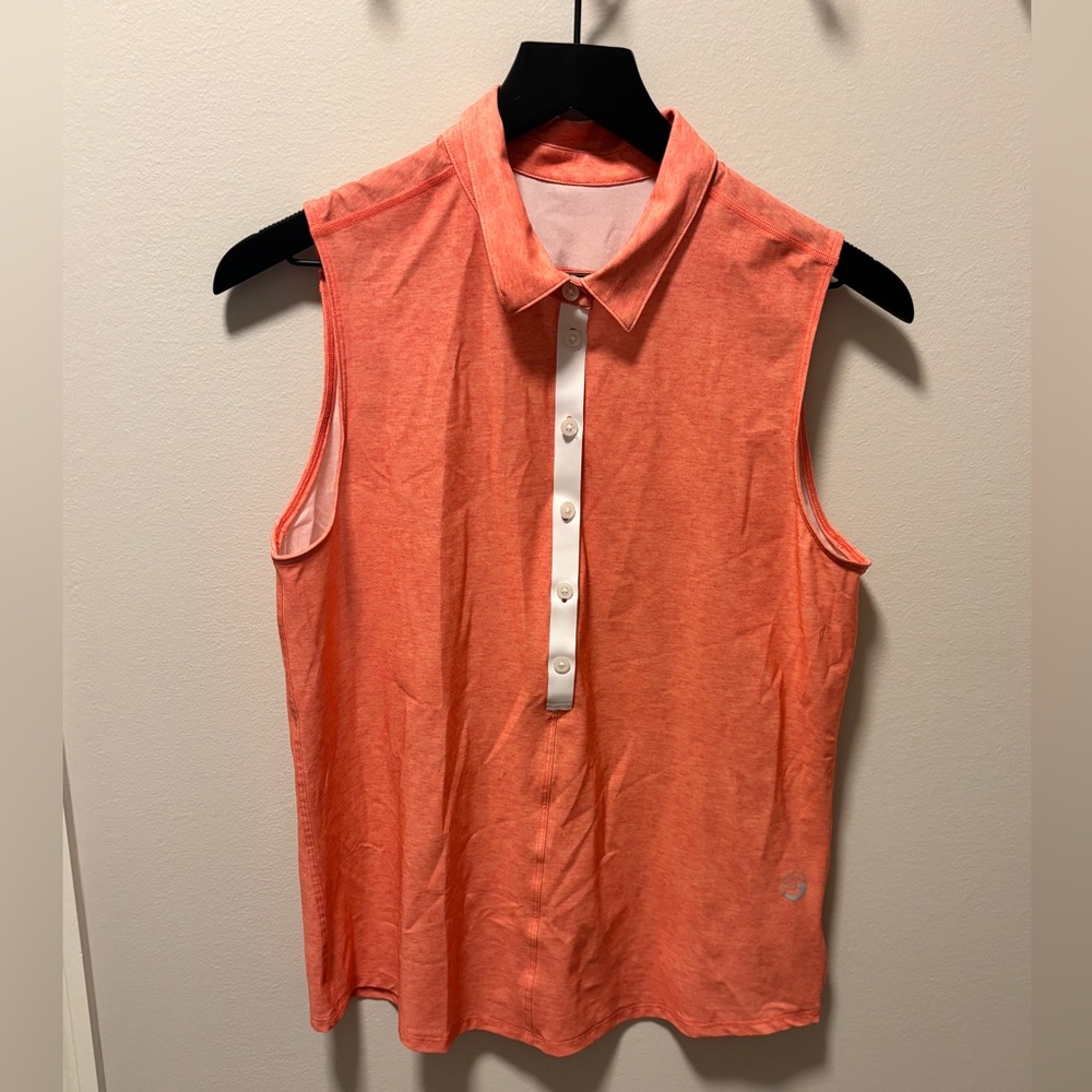 Foray Golf sleeveless polo NWOT. Sleeveless Coral Button-Up Women's Top.